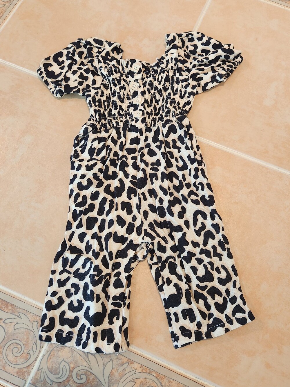 12 Months Cheetah Print Romper